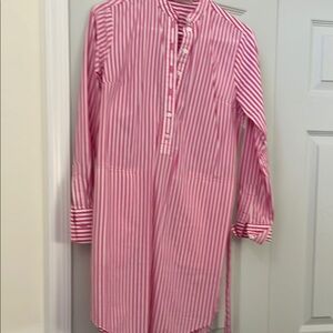 Pink Striped Button-Down Shirt Dress